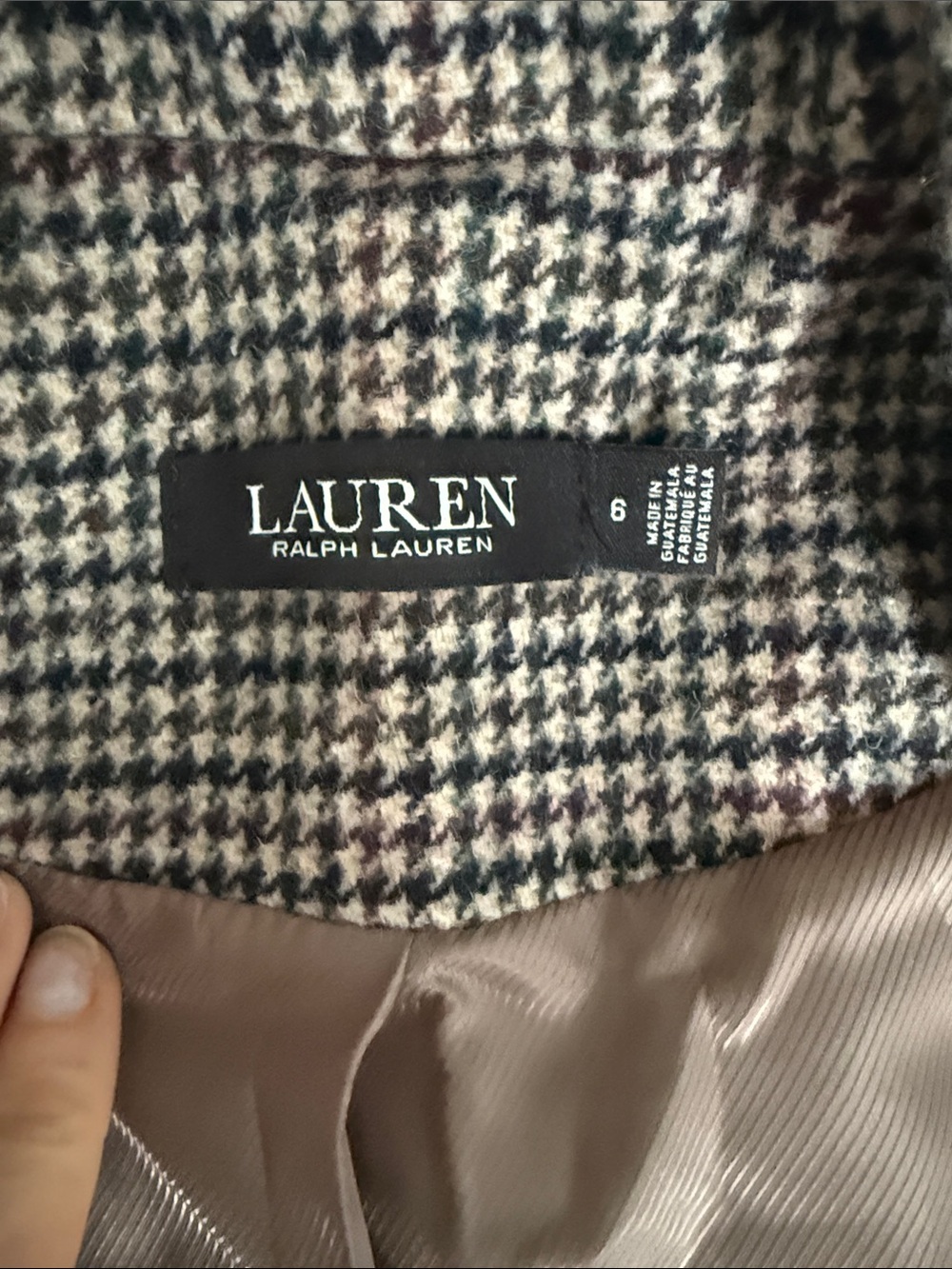 NWOT: Lauren Ralph Lauren Brown and Black Houndstooth Long Coat (6) - Picture 4 of 7